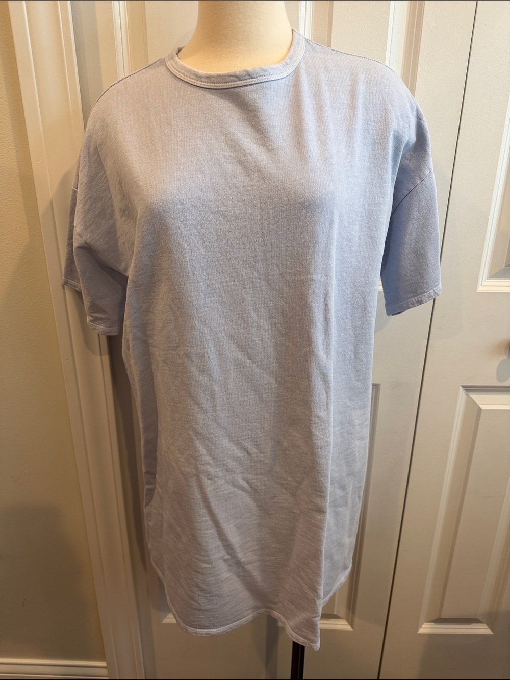 Oversized Light Blue Lightweight Sweatshirt Dress